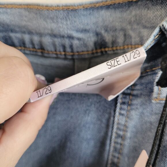 NEW Denim Maxi Skirt Sz 11 29 Button Front Happily Grey Boho Stretch Modest - Picture 3 of 16